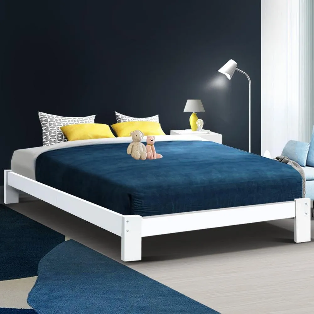 Fairy Wooden King Bed Frame White