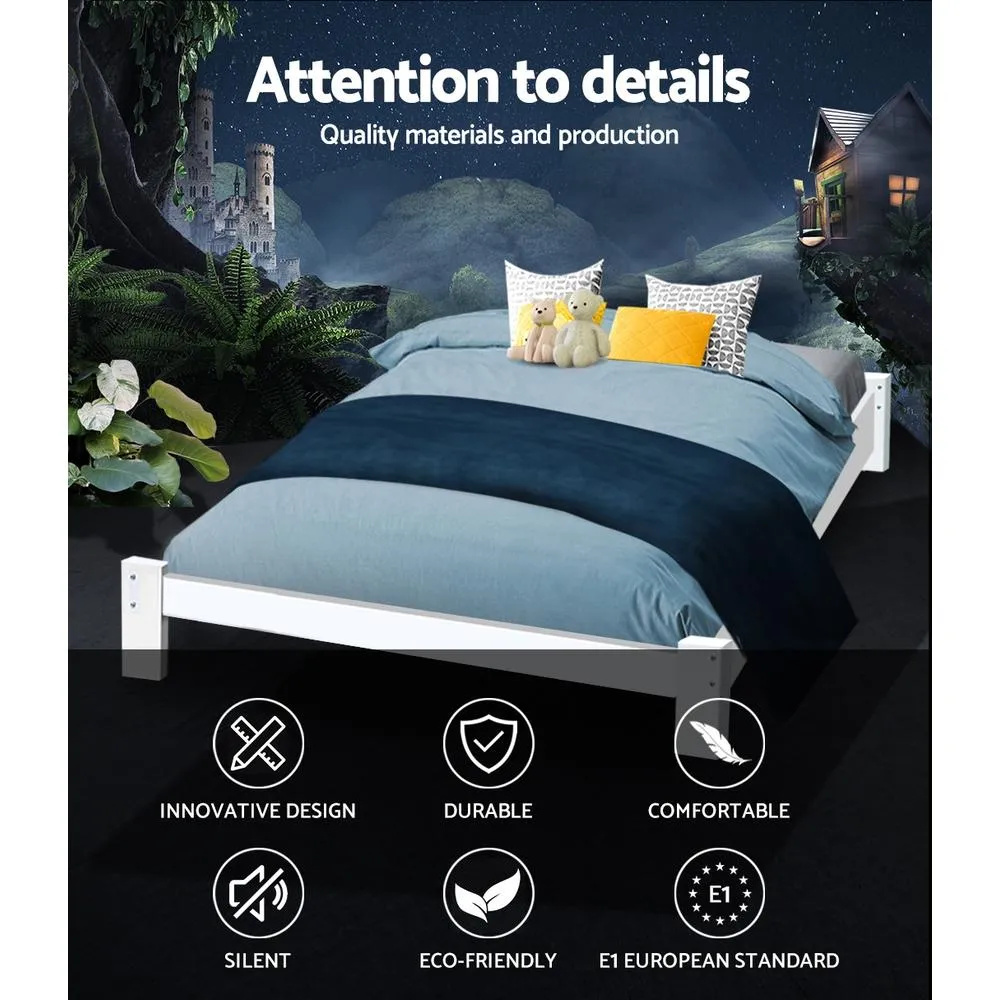 Fairy Wooden King Bed Frame White
