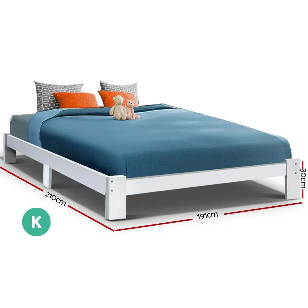 Fairy Wooden King Bed Frame White