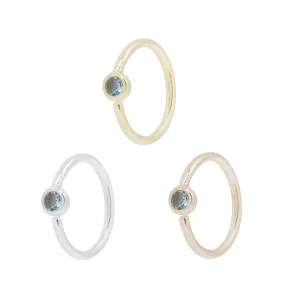 Fixed Bezel Bead Ring 2mm London Blue Topaz - Side Set Facing