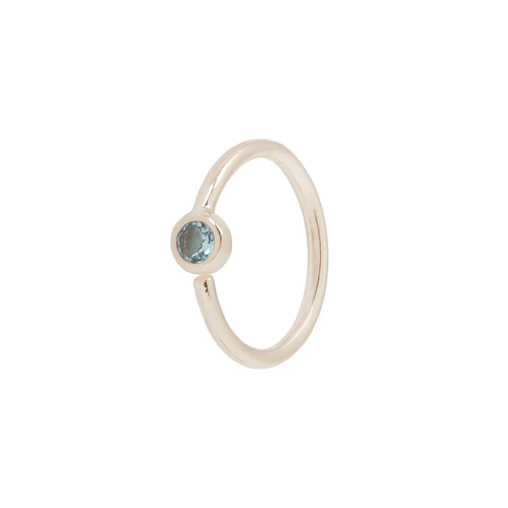 Fixed Bezel Bead Ring 2mm London Blue Topaz - Side Set Facing