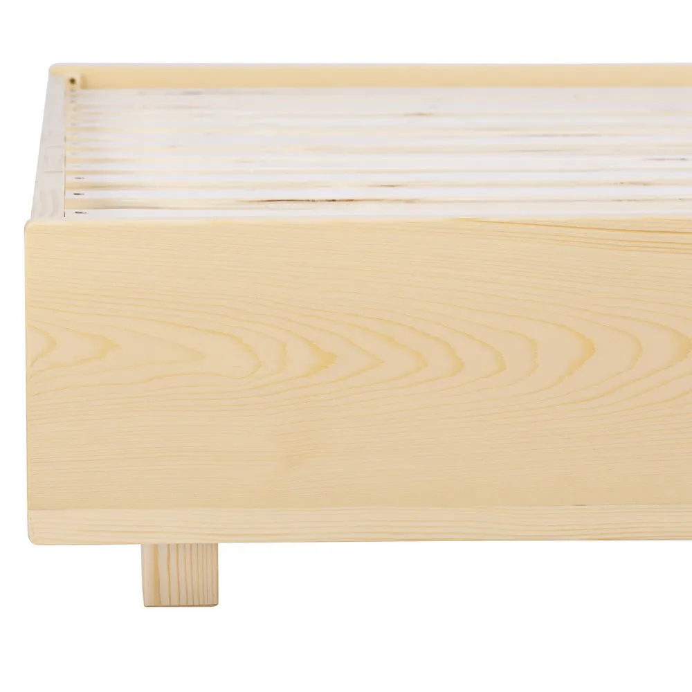 Floating Bed Frame with LED Lights, Pinewood, Double - Artiss