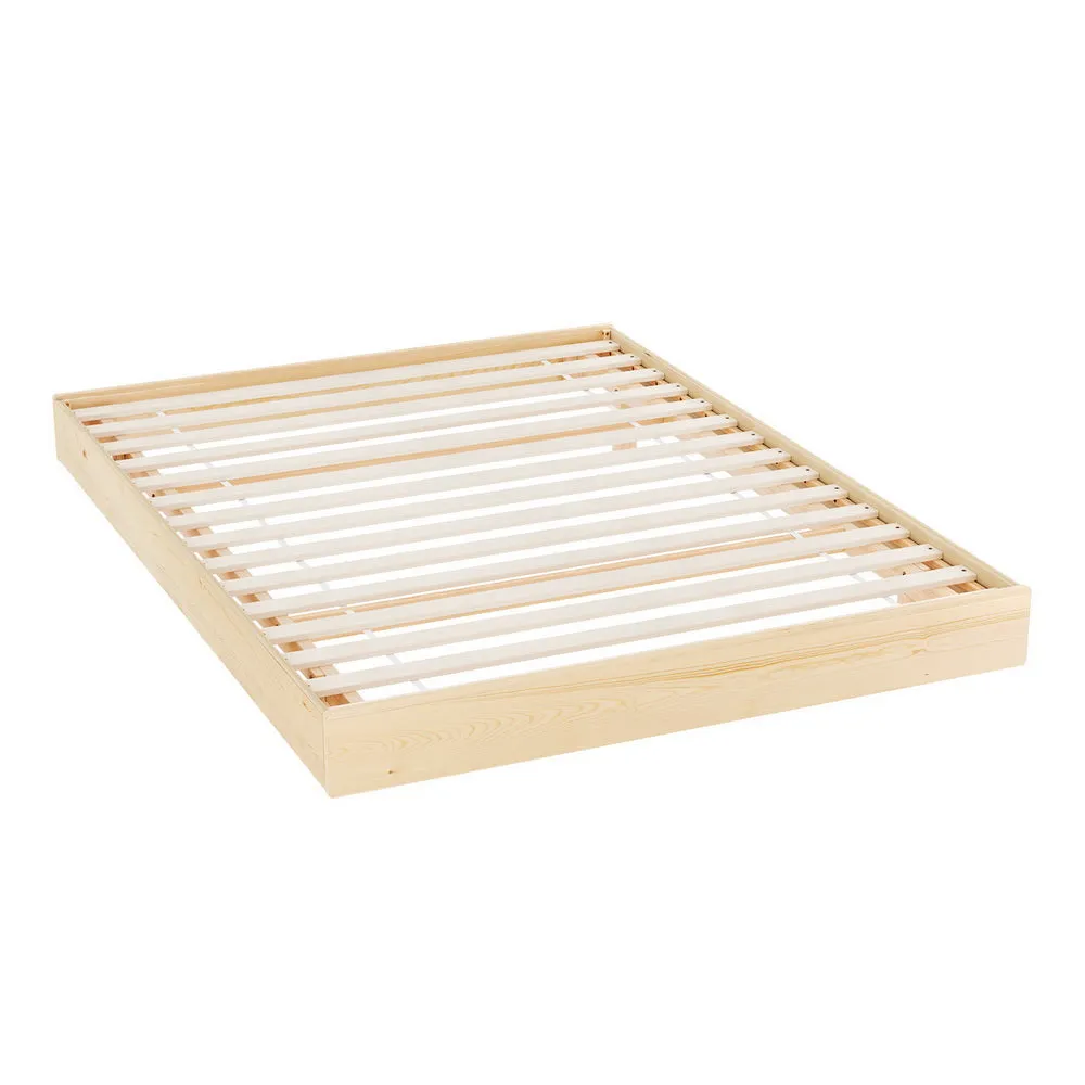 Floating Bed Frame with LED Lights, Pinewood, Double - Artiss