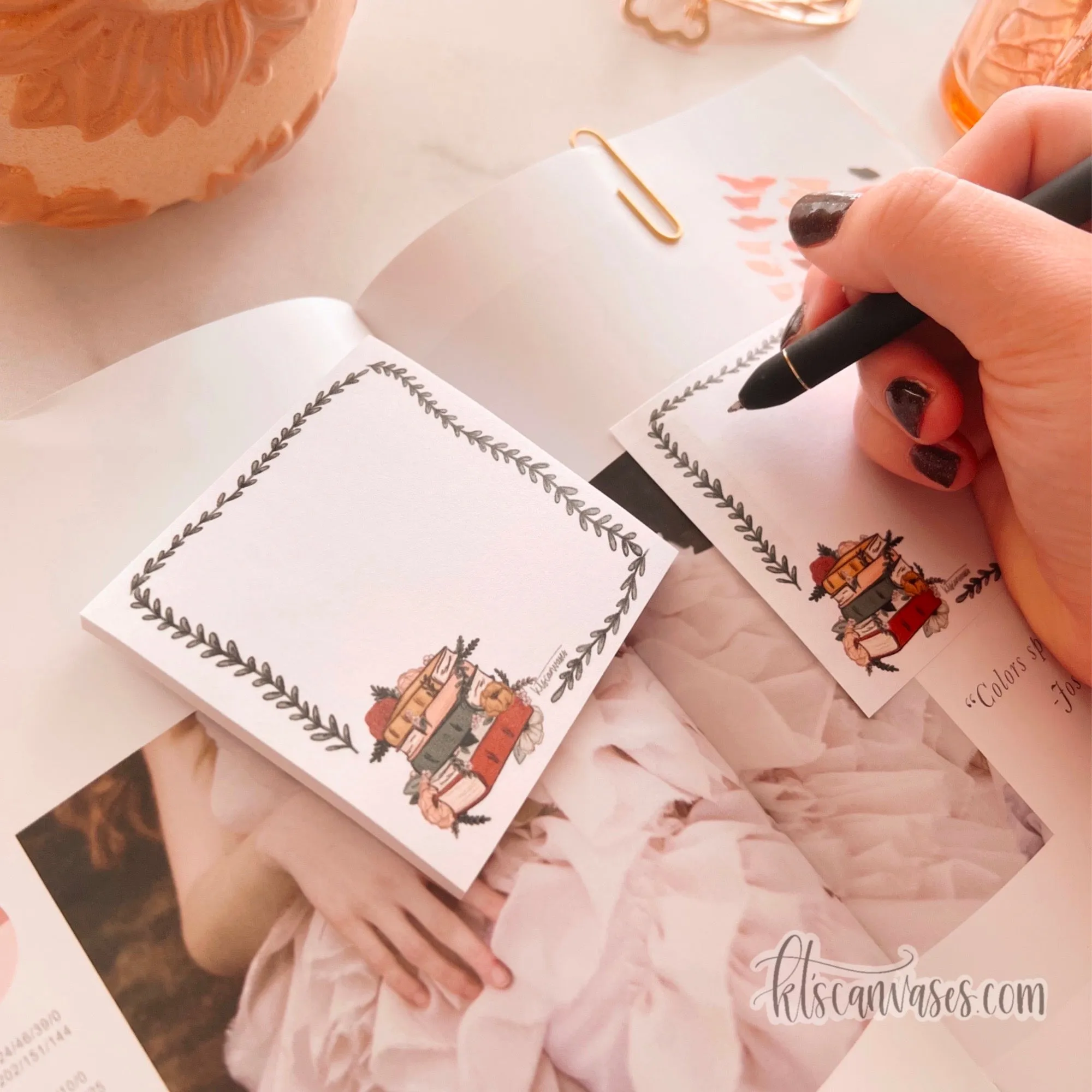 Floral Books Post-It Notes