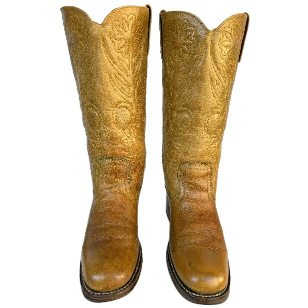 FRYE Vintage Campus Floral Brown Green Cowgirl Cowboy Western Boots
