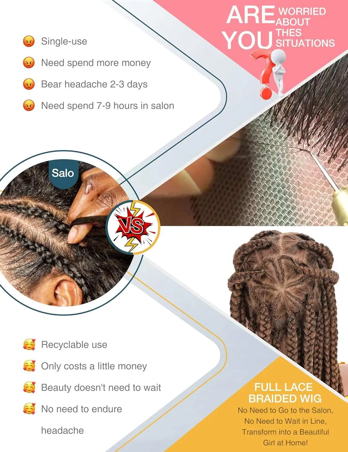 Full Lace Frontal Knotless Box Braid Wig