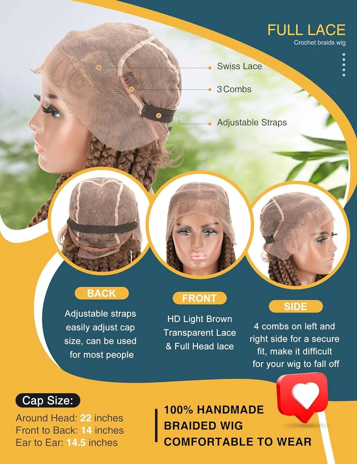 Full Lace Frontal Knotless Box Braid Wig