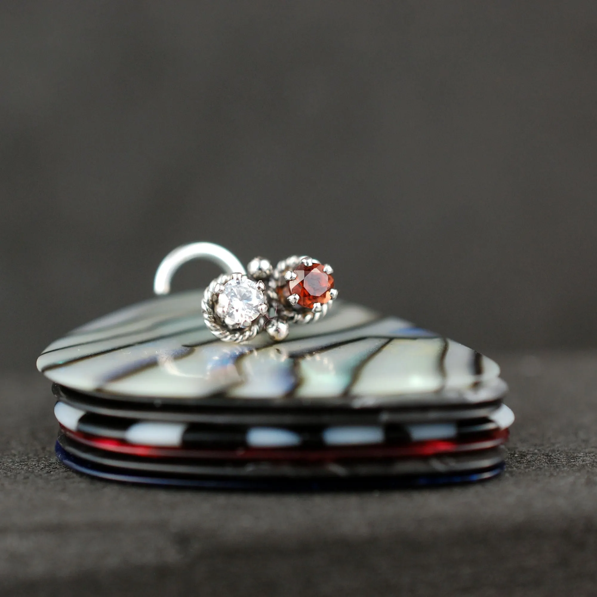 Garnet and Diamond Style Double Bling Nose Ring