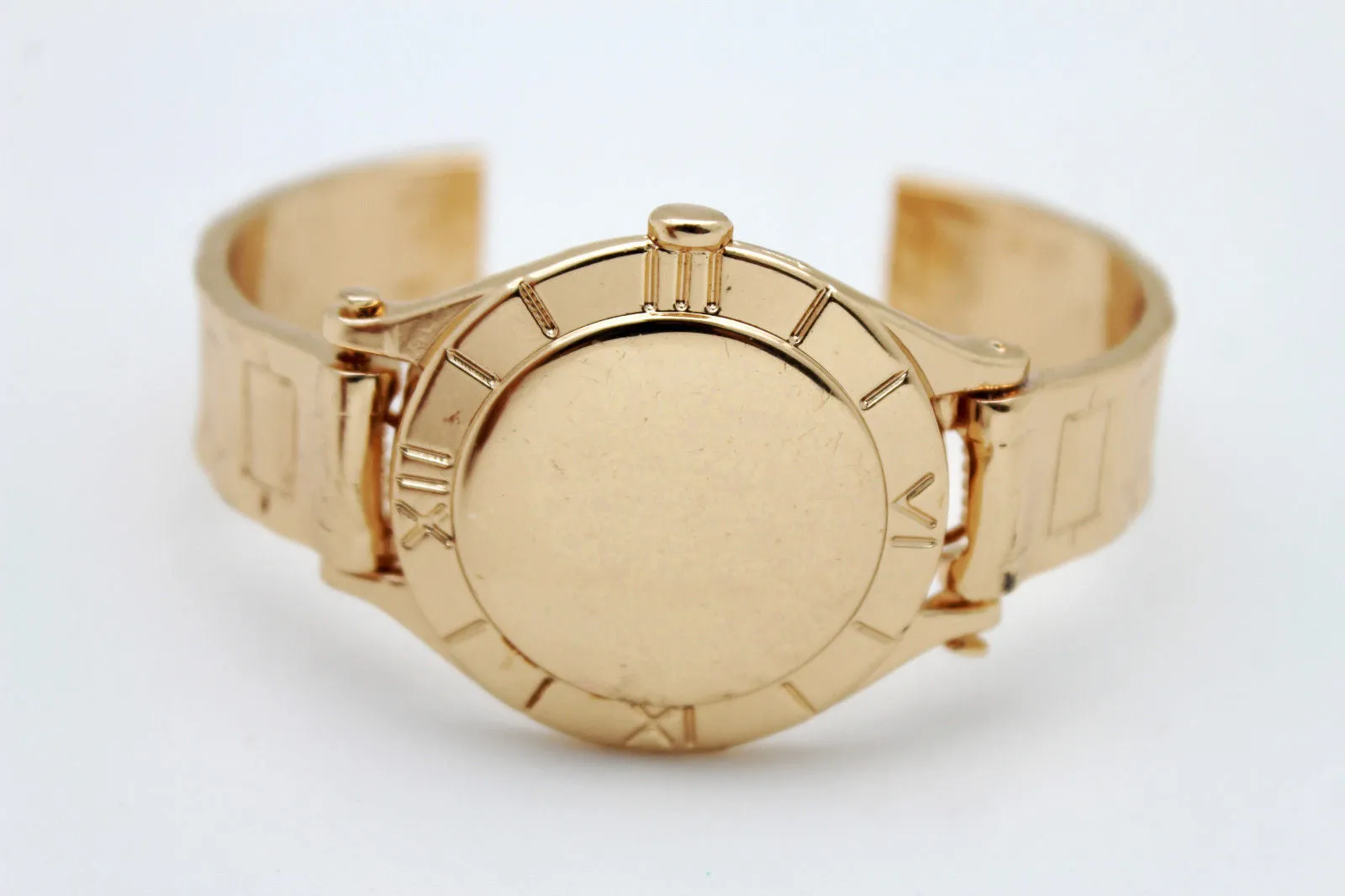Gold Metal Cuff Bracelet Elastic Wrist Like Watch Band