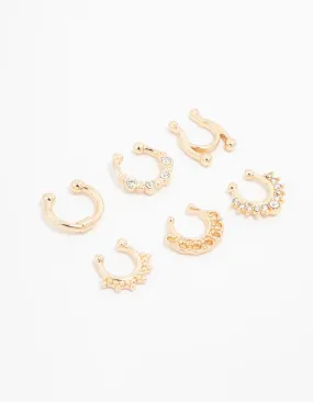Gold Plated Faux Septum Rings 6-Pack