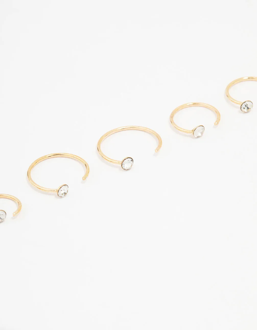 Gold Plated Surgical Steel Diamante Faux Nose Piercing Pack