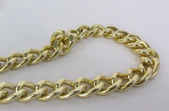 Gold Silver Metal Chain Links Hip Hop Chunky Thick Necklace Earring Set