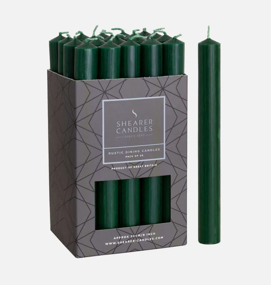 Green 8 inch Dinner Candles x 20
