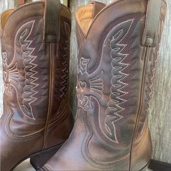 HERITAGE BOOT CO Apache Peewee Phoenix Thunderbird Brown Cowboy Western Boots