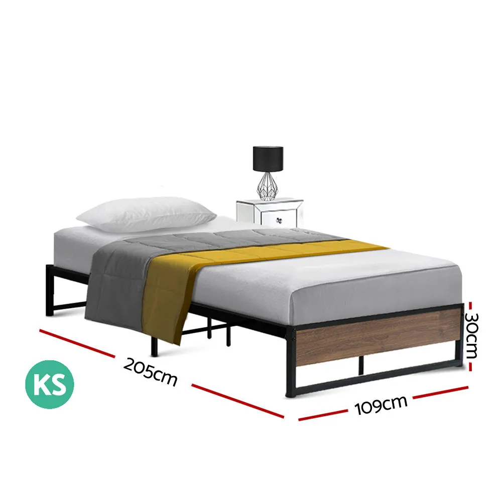Industrial King Single Bed Frame, MDF & Steel - Artiss