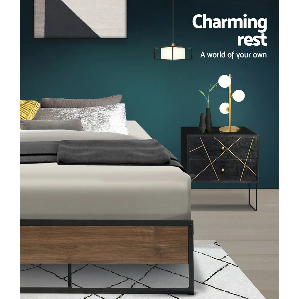 Industrial King Single Bed Frame, MDF & Steel - Artiss