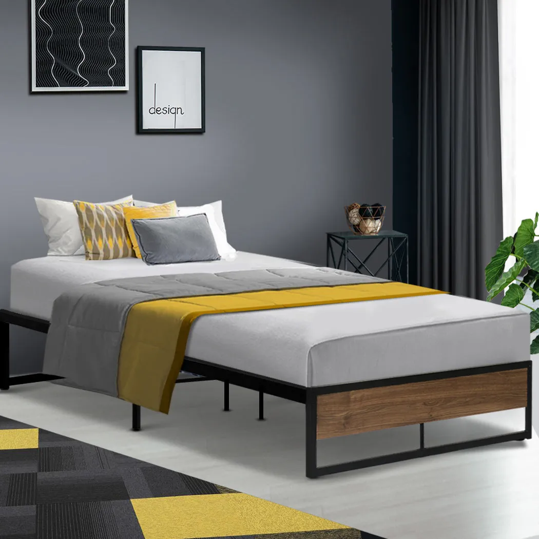 Industrial King Single Bed Frame, MDF & Steel - Artiss