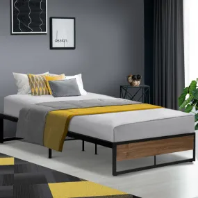 Industrial King Single Bed Frame, MDF & Steel - Artiss