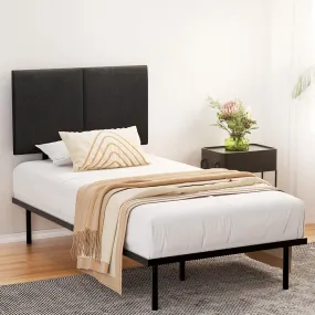 Industrial King Single Bed Frame w/ Faux Linen Headboard - Artiss