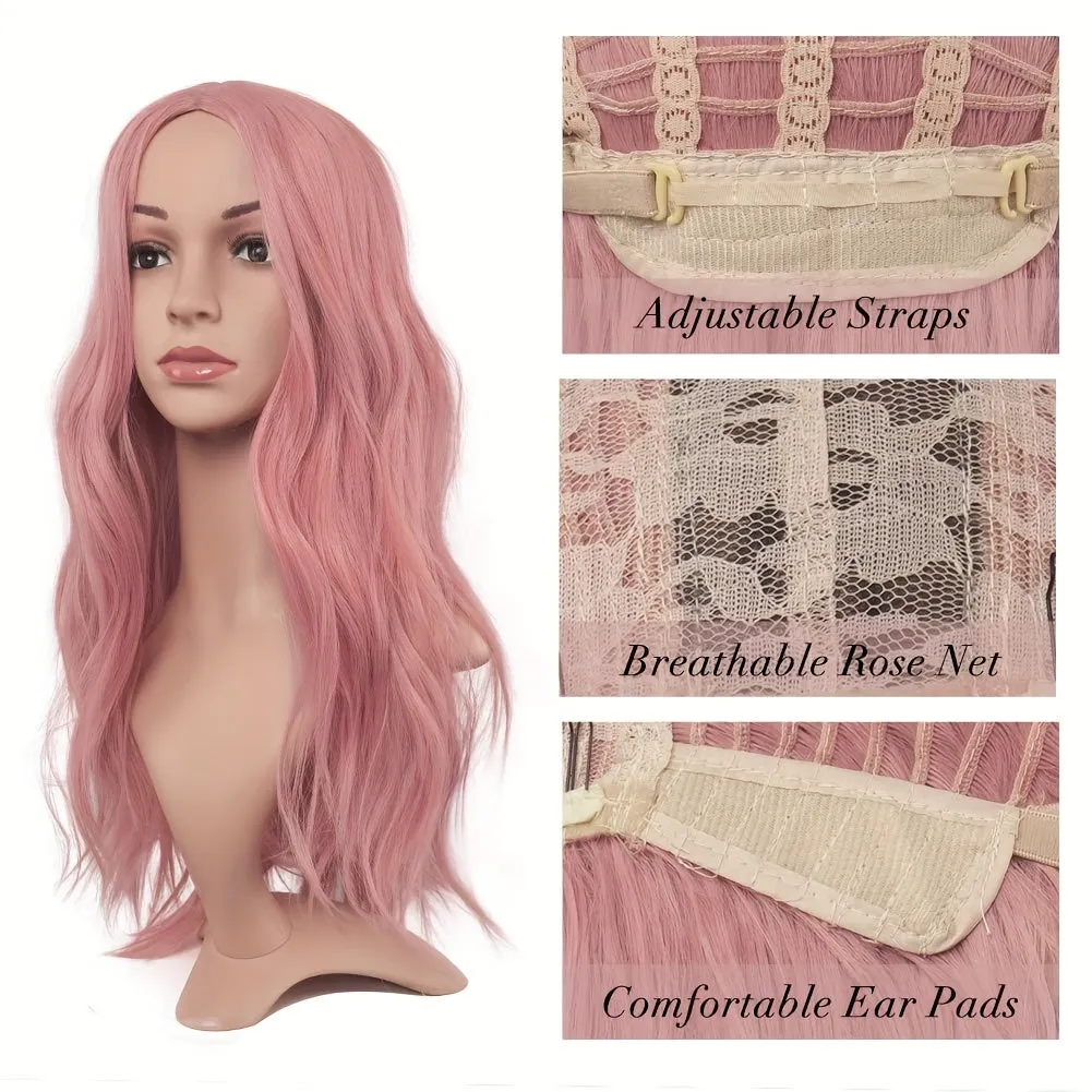 Long Wavy Wine Red Synthetic Wig for Women – Daily Wear & Party-Ready