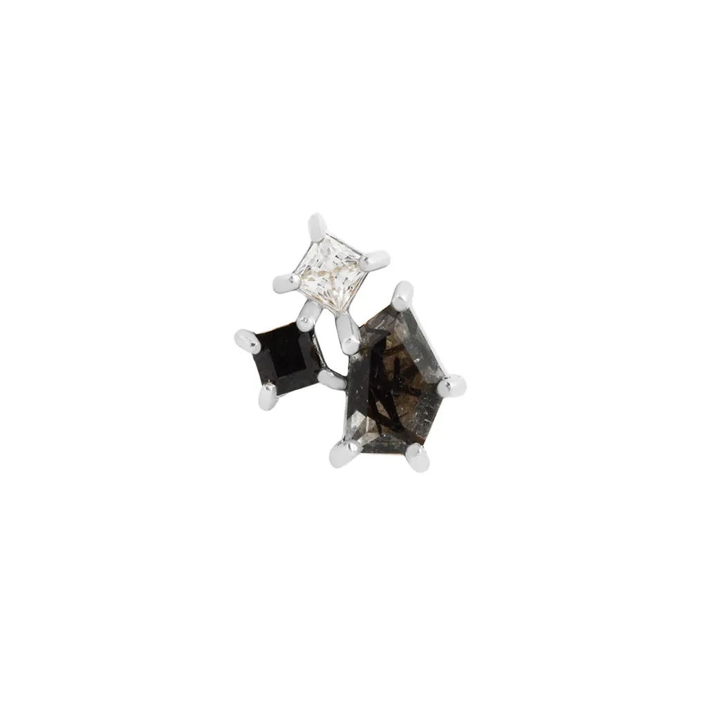 Lyra - Tourmalated Quartz   Black Spinel   CZ - Threadless End