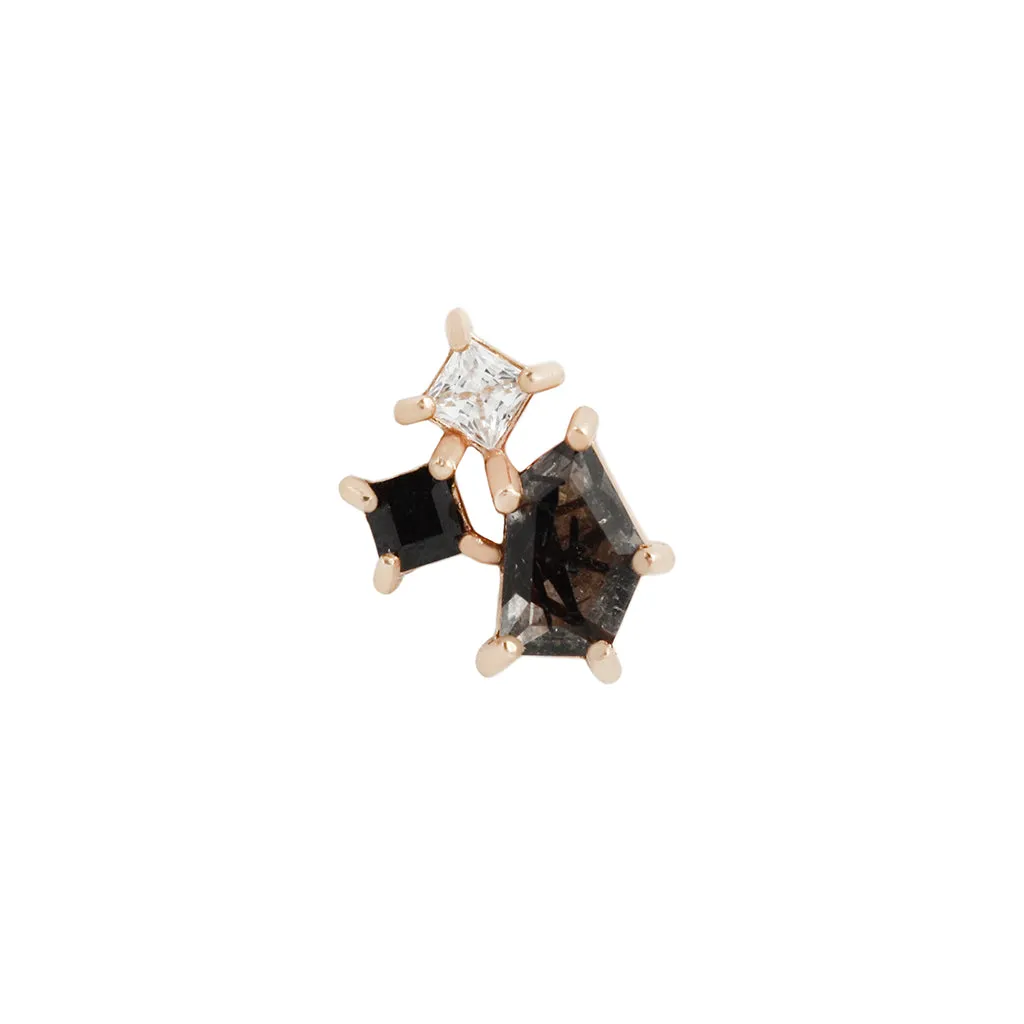 Lyra - Tourmalated Quartz   Black Spinel   CZ - Threadless End