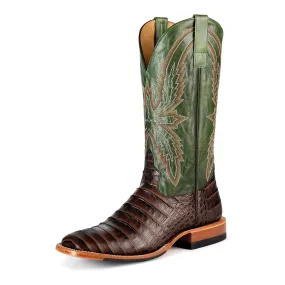 Men's Horsepower Chocolate Caiman Print with Emerald Explosion Top HP1880