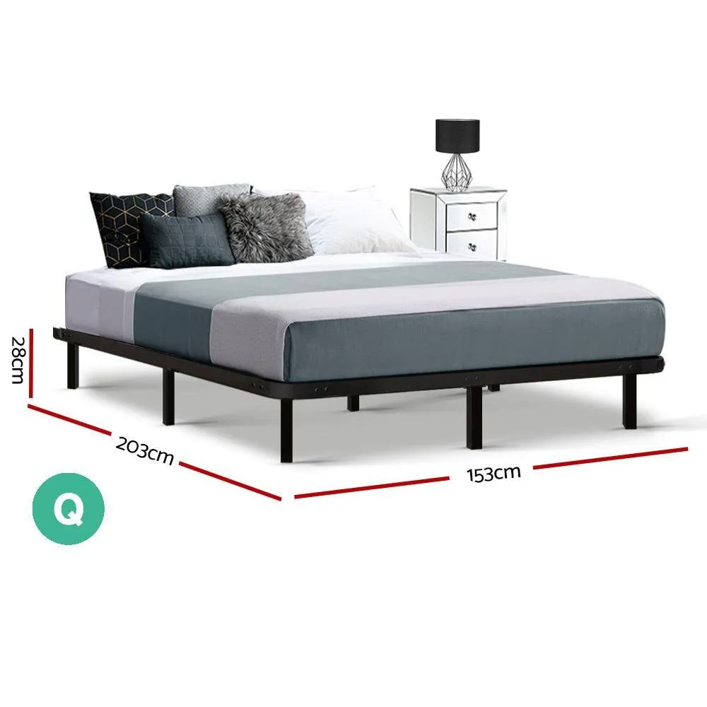Metal Queen Bed Base Black