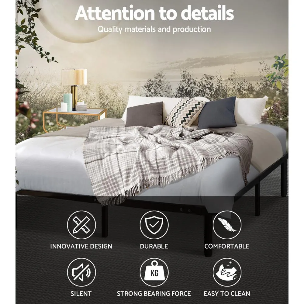 Metal Queen Bed Base Black