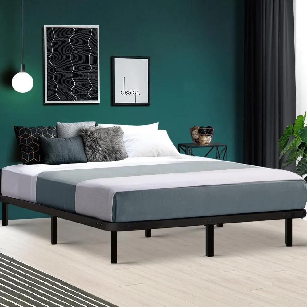 Metal Queen Bed Base Black