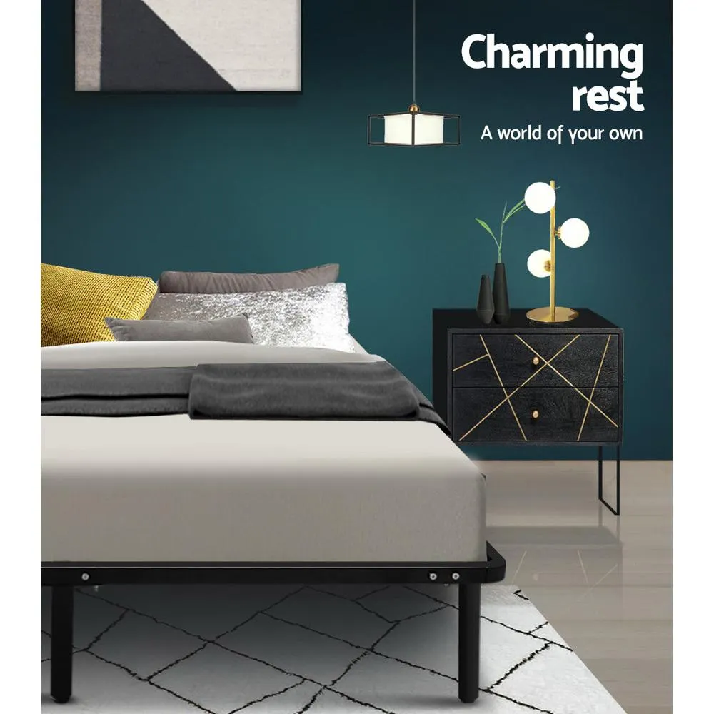 Metal Queen Bed Base Black
