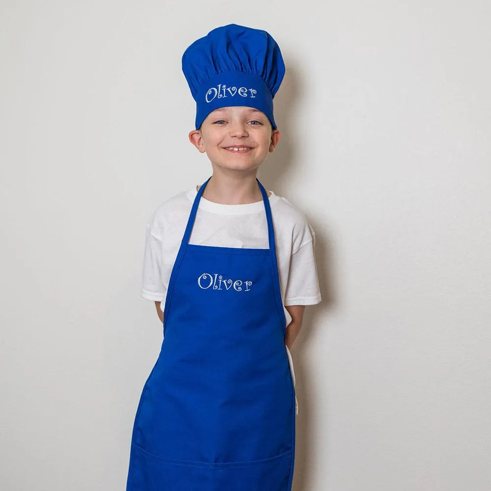 Personalized Embroidered Kids Apron and Chef Hat Set