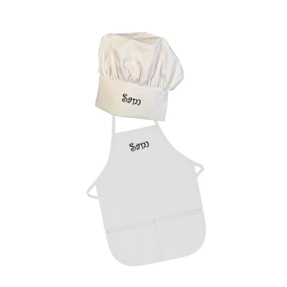 Personalized Embroidered Kids Apron and Chef Hat Set