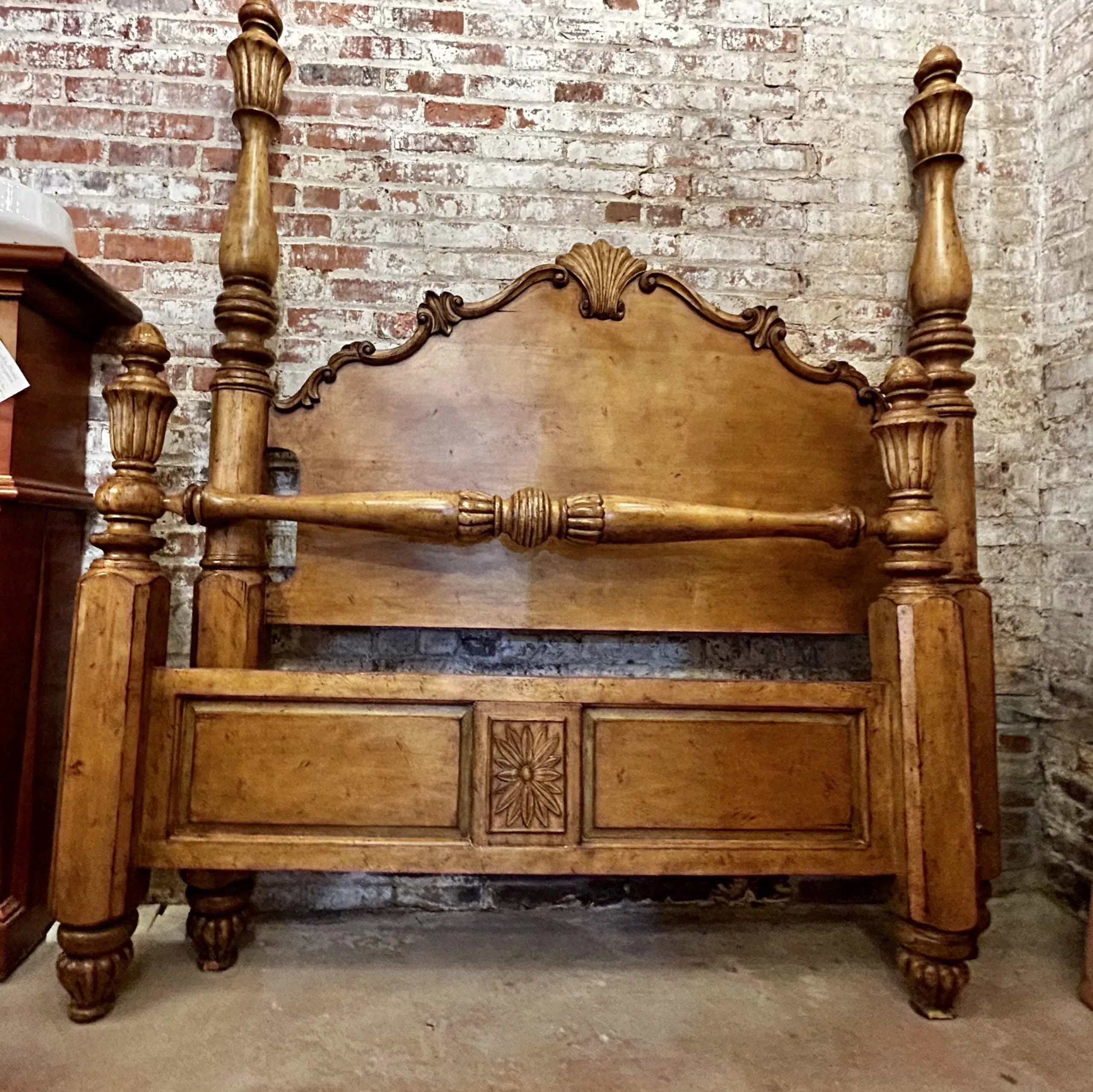 Queen Bed Frame, Four Poster, Solid Wood, Rustic In Style