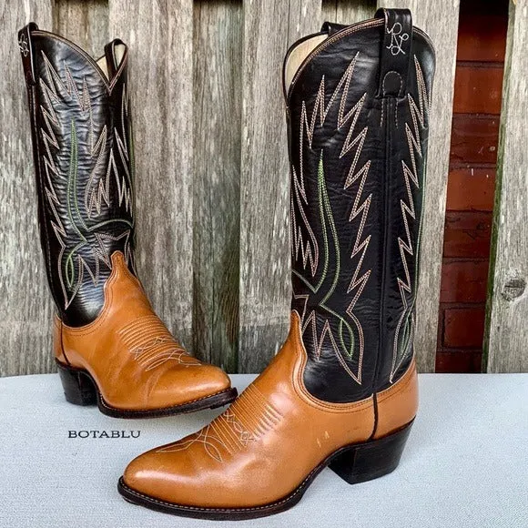 RALPH LAUREN X LUCCHESE Vintage Brown Leather Cowgirl Cowboy Western Boots