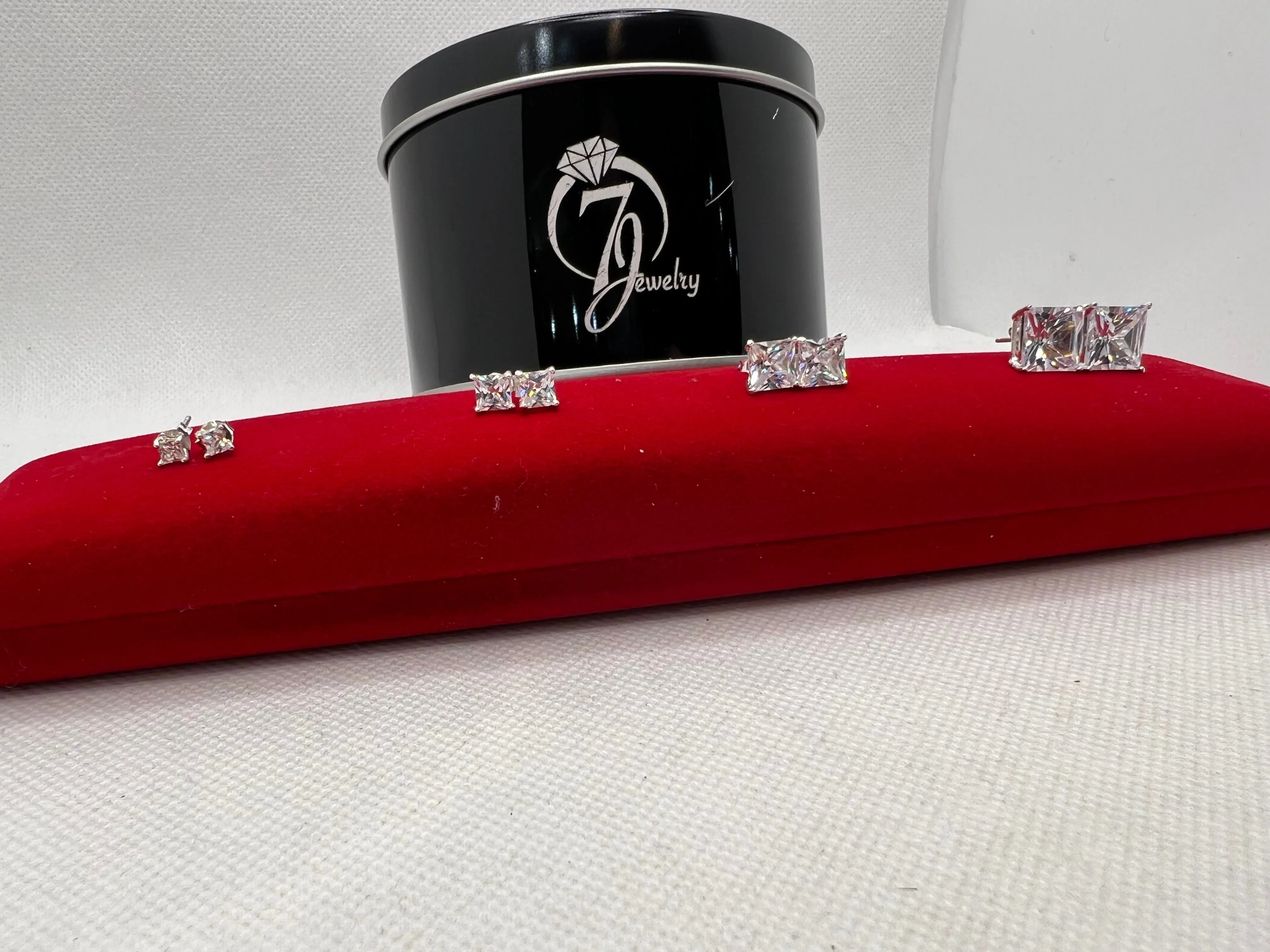 Real Silver Studs (Square  Stone)
