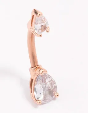 Rose Gold Plated Surgical Steel Double Pear Belly Piercing