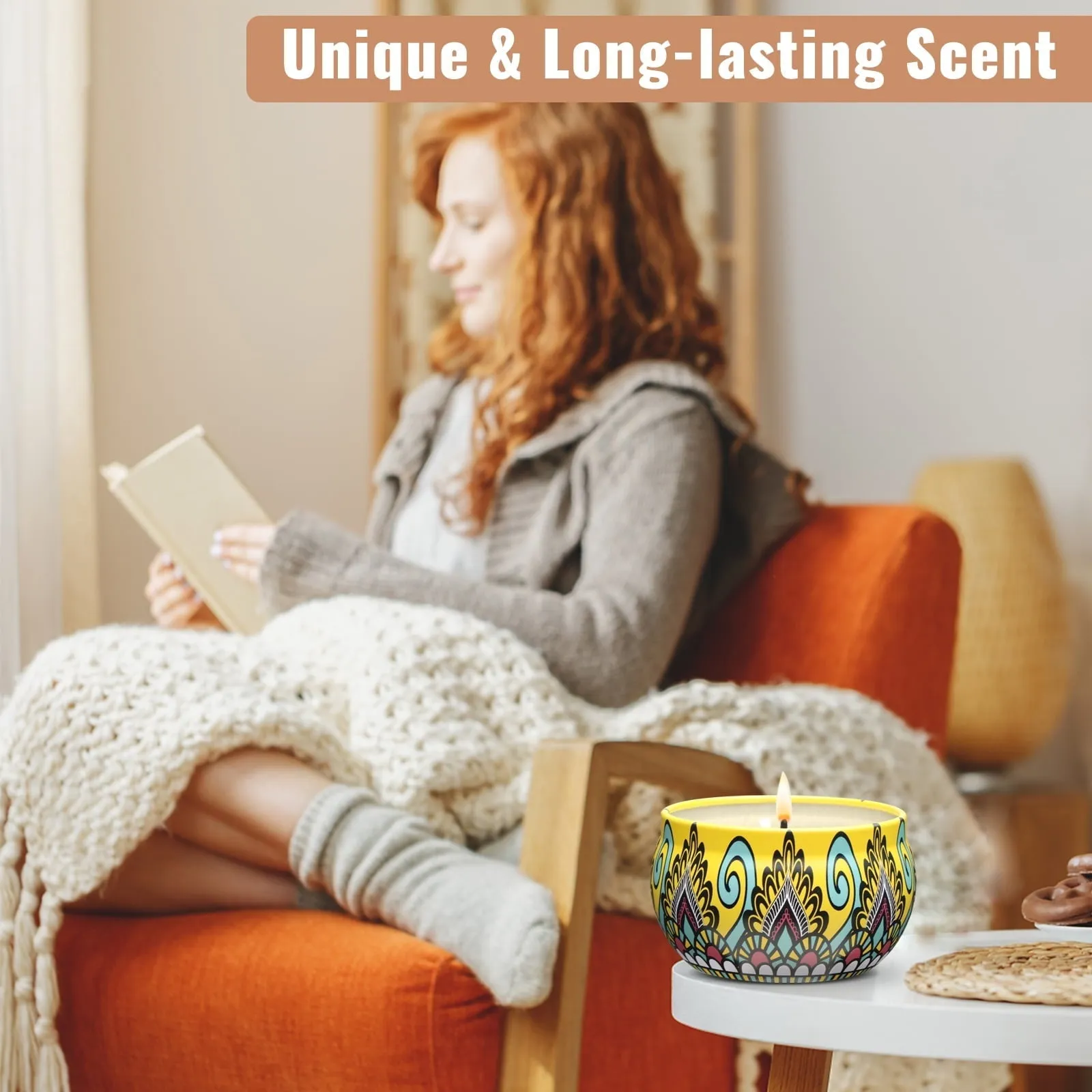 Scented Candles Gift Set, 6 Pack Jar Aromatherapy Candles for Women, Each Candle Burns for 15 h