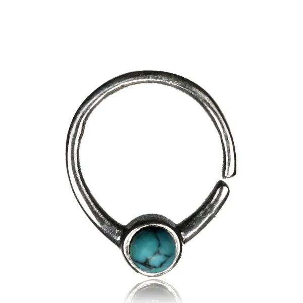 Seeta Septum Ring - Silver - Turquoise