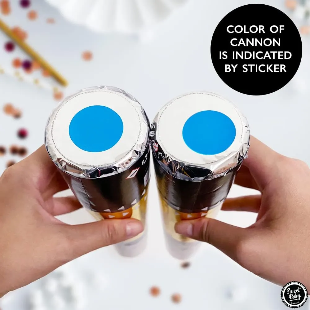 Set of 4 Gender Reveal Cannons in Blue Color Powder and Confetti for Baby Boy Reveals, Photo Shoots, and Videos