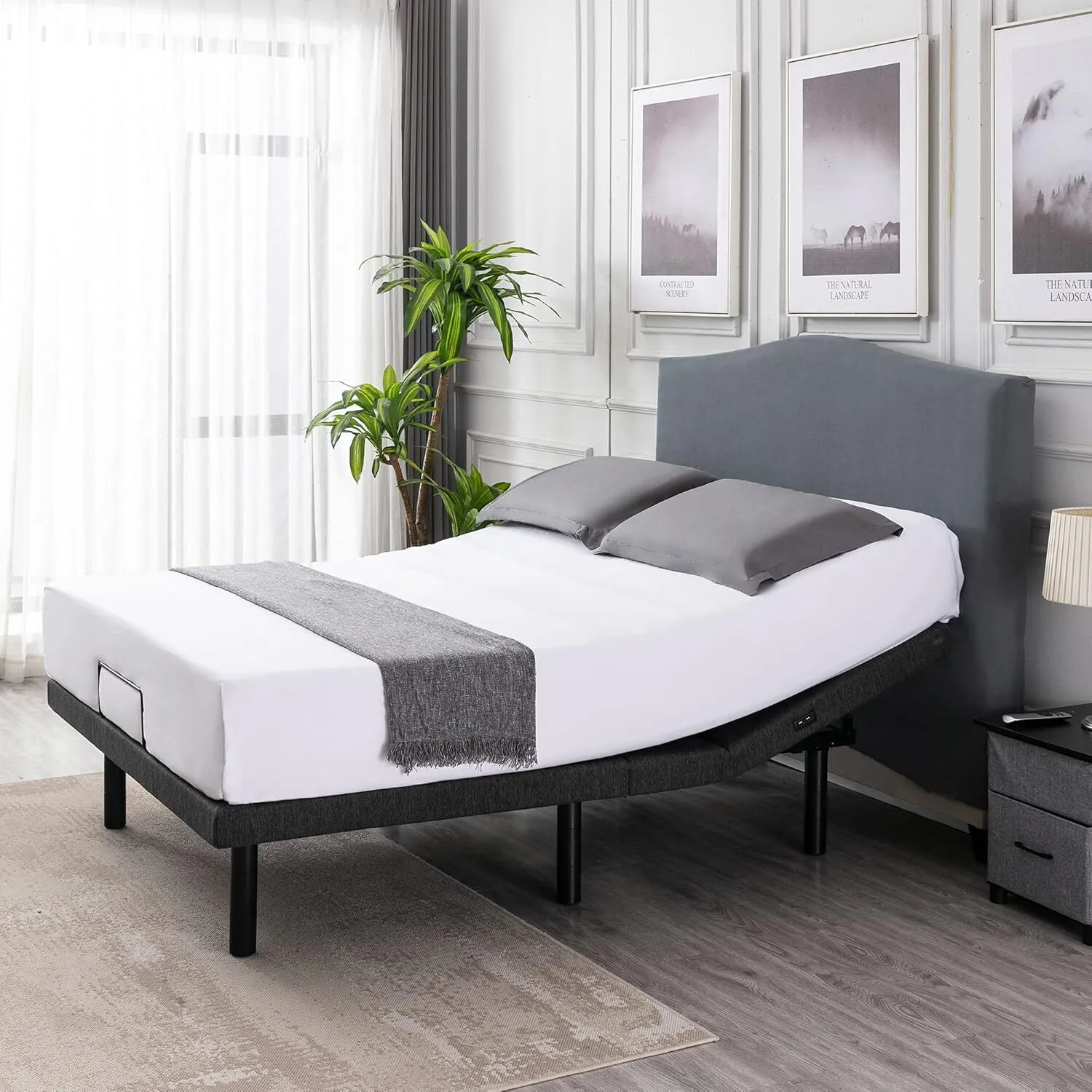 S*MAX Electric Adjustable Bed Frame (Queen) - Zero Gravity & Dual Motors - Grey