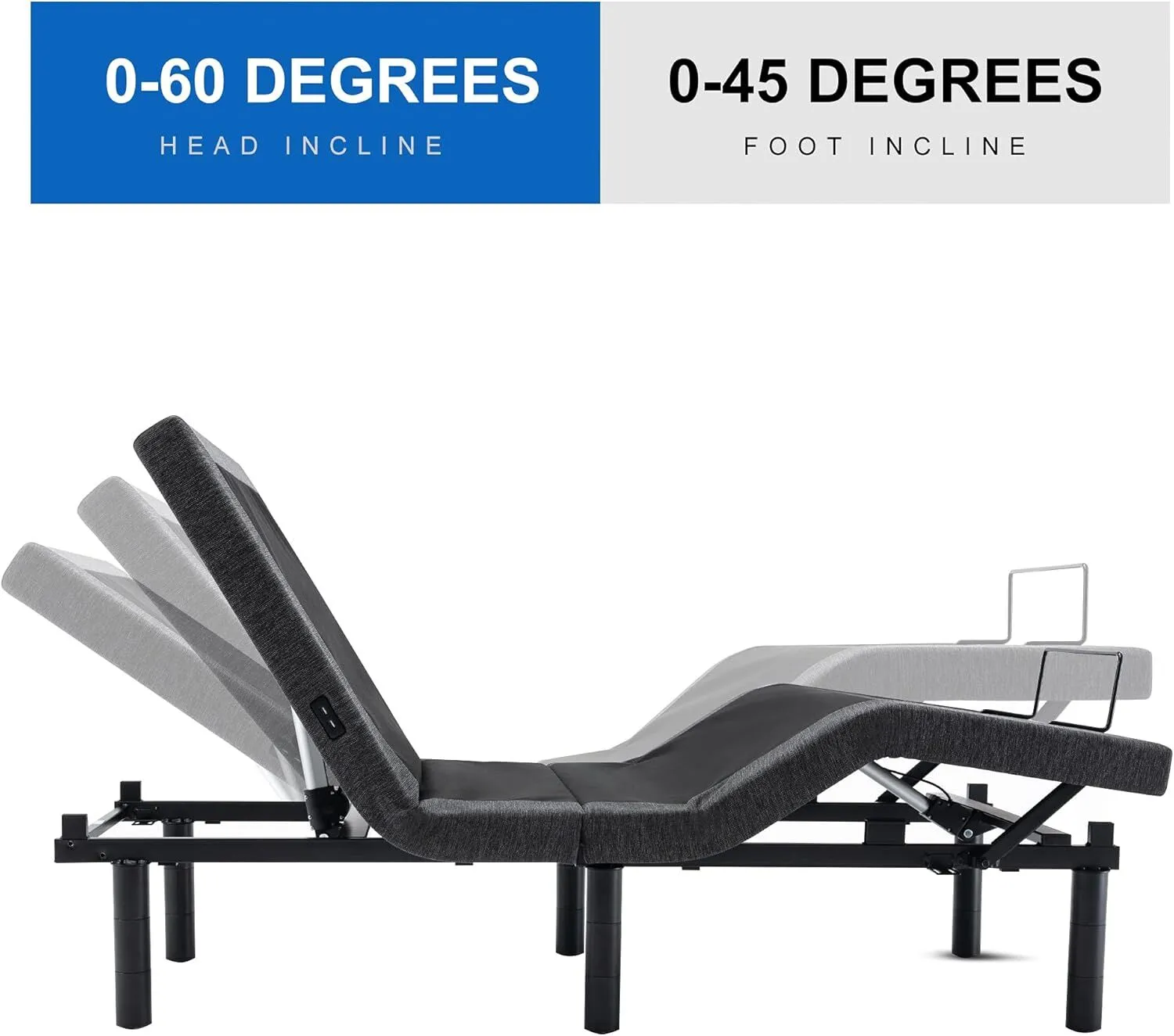 S*MAX Electric Adjustable Bed Frame (Queen) - Zero Gravity & Dual Motors - Grey