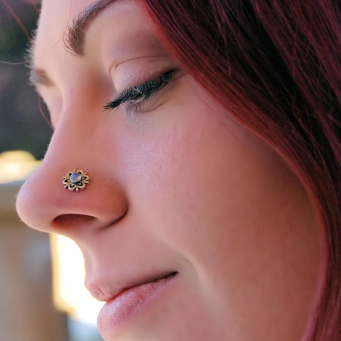 Snowflake Nose Stud with Labradorite in Sterling Silver
