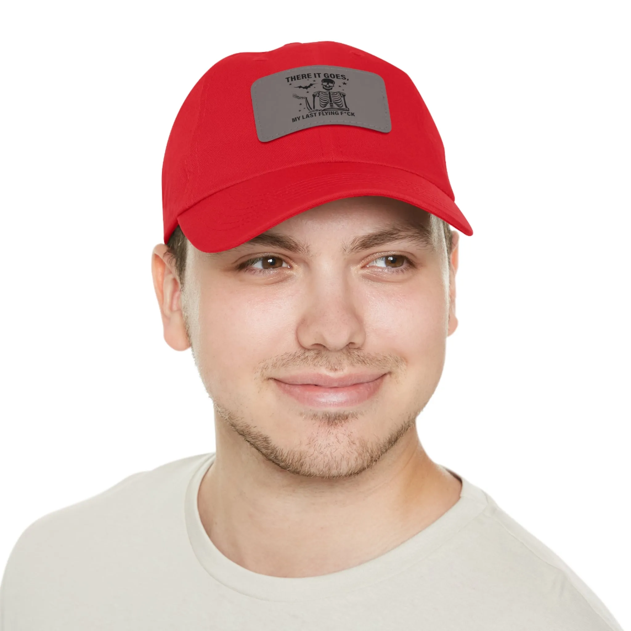There It Goes My Last Flying Fuck | Dad Hat with Rectangular Leather Patch | Unisex Hat