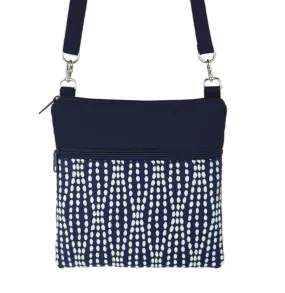 Wavy Dots in Navy | Navy Nylon | Mini Square Crossbody Bag