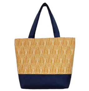 Wavy Dots in Orange | Navy Nylon | Essential Tote Bag