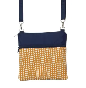 Wavy Dots in Orange | Navy Nylon | Mini Square Crossbody Bag