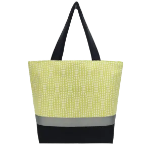 Wavy Dots in Yellow | Black Nylon | Grey Ribbon | Essential Tote Bag
