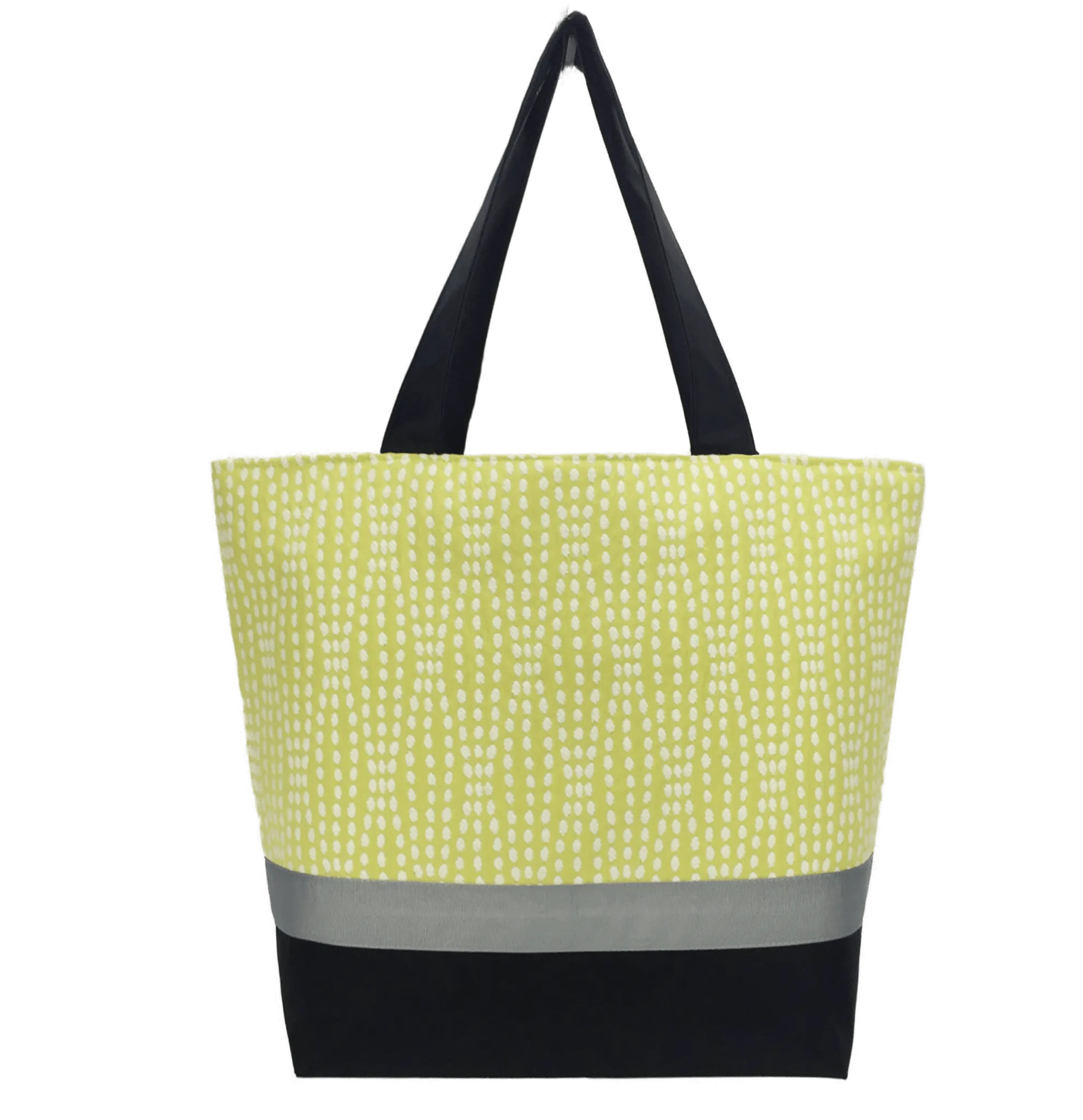 Wavy Dots in Yellow | Black Nylon | Grey Ribbon | Essential Tote Bag