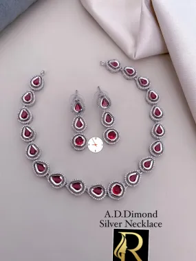 Women's Designer American Diamond & Stone Beautiful Necklace with Earrings